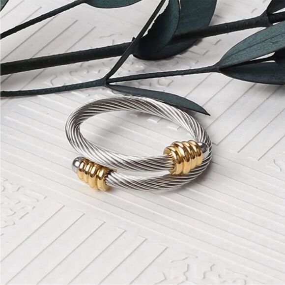 Twisted Cable Adjustable Wire Ring - Picture 1 of 6